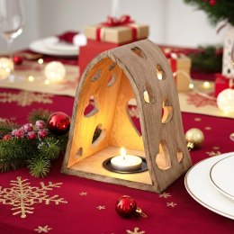 Świecznik Drewniany Mango Serce 23 cm Ażurowy Loft Lampion ORION Dom