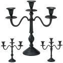 Świecznik Kandelabr 30 cm Aluminium Czarny na 3 Długie Świece Nowoczesny