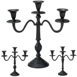 Świecznik Kandelabr 30 cm Aluminium Czarny na 3 Długie Świece Nowoczesny