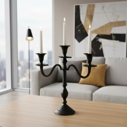 Świecznik Kandelabr 30 cm Aluminium Czarny na 3 Długie Świece Nowoczesny