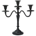 Świecznik Kandelabr 30 cm Aluminium Czarny na 3 Długie Świece Nowoczesny