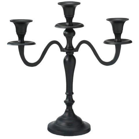 Świecznik Kandelabr 30 cm Aluminium Czarny na 3 Długie Świece Nowoczesny