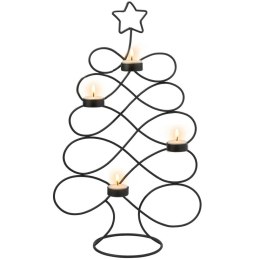 Świecznik Metalowy Choinka Czarny 49 cm na 4 Tealighty ORION