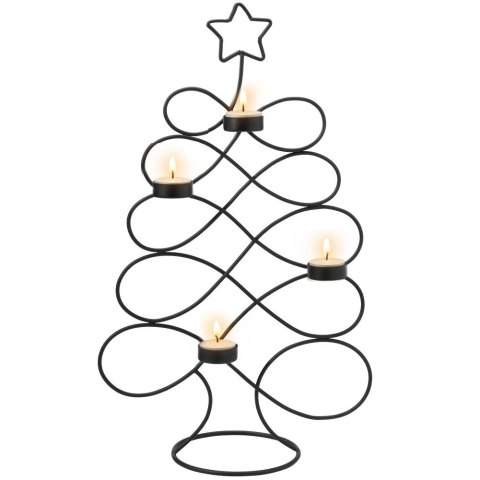 Świecznik Metalowy Choinka Czarny 49 cm na 4 Tealighty ORION