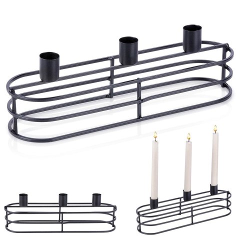 Świecznik Metalowy Czarny na 3 Świeczki HOME STYLING COLLECTION LOFT