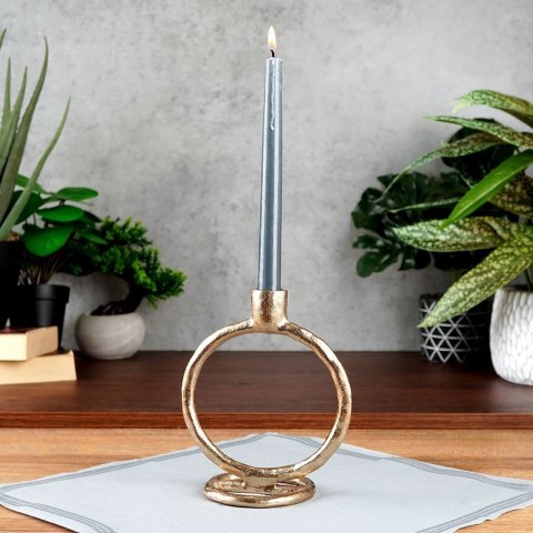 Świecznik na Długą Świecę Aluminiowy Złoty Dekoracyjny Loft ORION 19 cm