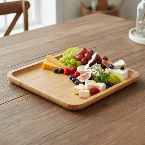 Taca Bambusowa do Serwowania Kwadratowa 25 x 25 cm Drewno VILDE Loft
