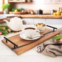 Taca do Serwowania Drewniana RIVER 42 x 20 cm ORION Żywica Uchwyty Metalowe