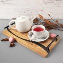 Taca do Serwowania Drewniana RIVER 42 x 20 cm ORION Żywica Uchwyty Metalowe