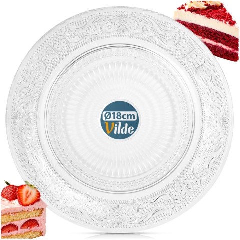 Talerz Deserowy 18 cm Szkło Kryształowe Śniadaniowy Ciasta VILDE