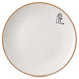 Talerz Deserowy Ceramiczny Beżowy 20 cm ORION Owieczka Efektowny Dekor
