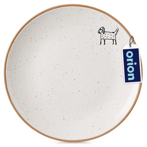 Talerz Deserowy Ceramiczny Beżowy 20 cm ORION Pies Efektowny Dekor