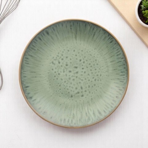 Talerz Deserowy Ceramiczny Zielony GLAZE 20,5 cm ORION Szkliwiony