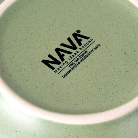 Talerz Deserowy Ceramiczny Zielony NAVA ARTHENA 21 cm Kamionkowy Brzeg