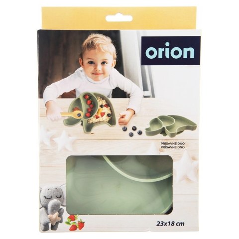 Talerz dla Dziecka Silikon Dzielony Słonik ORION Przyssawka Zielony
