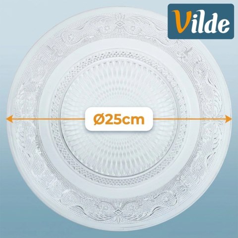 Talerz Obiadowy 25 cm Szkło Kryształowe Patera do Serwowania VILDE