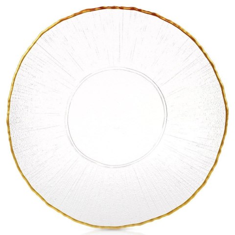 Talerz Obiadowy Płytki Szkło Złoty VILDE 28 cm Kryształowy Wzór