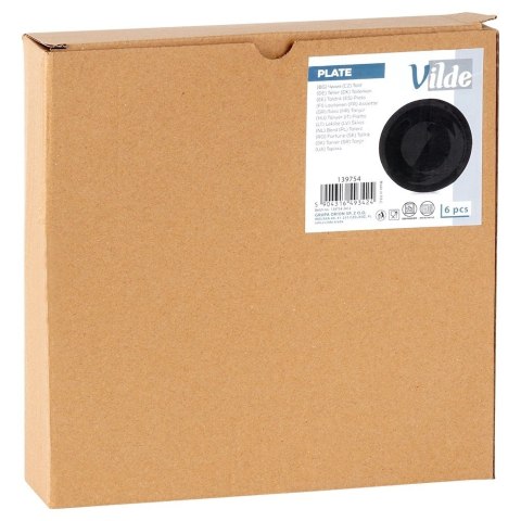 Talerze Obiadowe Płytkie Szkło Czarne 6 szt. VILDE 25,5 cm Opalowe