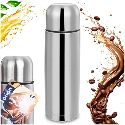 Termos Stalowy 500 ml ORION Klasyczny Srebrny do Kawy i Herbaty