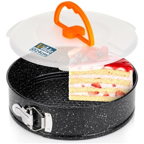 Tortownica Rozpinana 24 cm z Pokrywką do Przenoszenia Granitowa