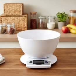 Waga Kuchenna Cyfrowa z Misą 2,5 L Biała LCD Funkcja TARA 5 kg