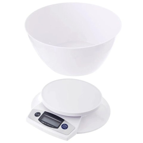 Waga Kuchenna Cyfrowa z Misą 2,5 L Biała LCD Funkcja TARA 5 kg