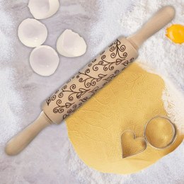 Wałek Dekoracyjny Drewniany Obrotowy Łodygi 33 cm ORION do Ciasta