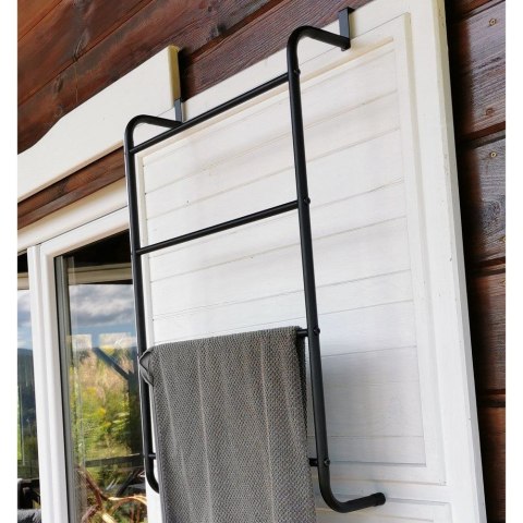 Wieszak na Ręczniki Metalowy Czarny Naścienny BATHROOM SOLUTIONS 73x44,5 cm