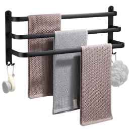 Wieszak na Ręczniki Ścienny Aluminiowy Mocny Czarny VILDE 50 cm