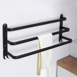 Wieszak na Ręczniki Ścienny Aluminiowy Mocny Czarny VILDE 50 cm