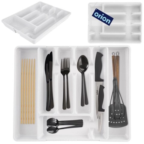 Wkład Organizer na Sztućce do Szuflady Rozsuwany Biały VILDE 36,5 x 27,5 cm