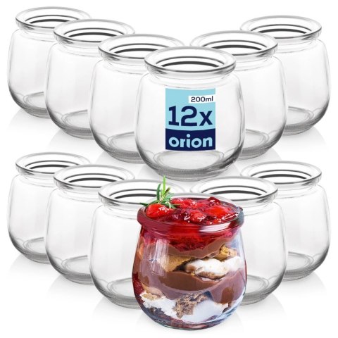Zestaw 12 Słoików Słoiczków Słoiki na Jogurt Desery Szklane ORION 200ml