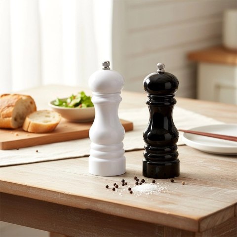 Zestaw 2 Młynków do Soli i Pieprzu Ceramiczne Młynki Czarno-Białe