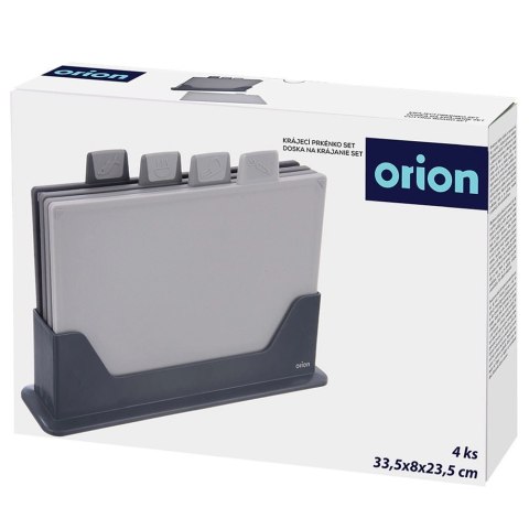 Zestaw 4 Desek do Krojenia ORION Stojak Oznaczenia Tworzywo Szare Zmywarka