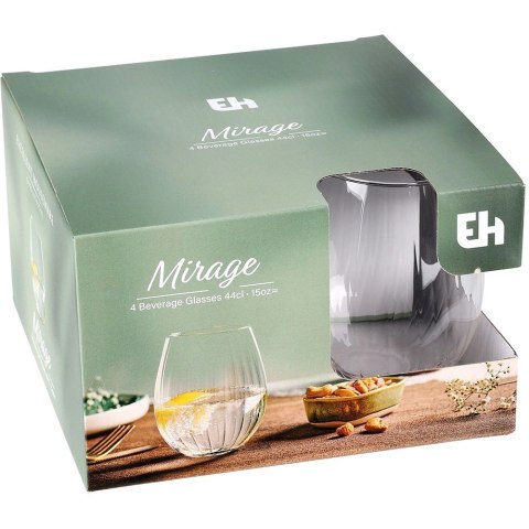 Zestaw 4 Szklanek 400ml Paskowane Szkło do Wody Drinków Whisky Soków