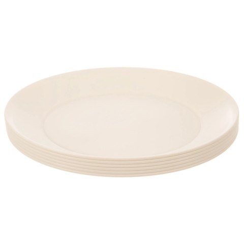 Zestaw 6 Talerzy Obiadowych 23,5 cm Kremowe Plastikowe Piknik