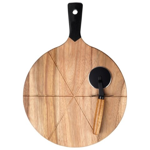 Zestaw Deska do Pizzy Drewniana Okrągła z Nożem EXCELLENT HOUSEWARE 30 cm