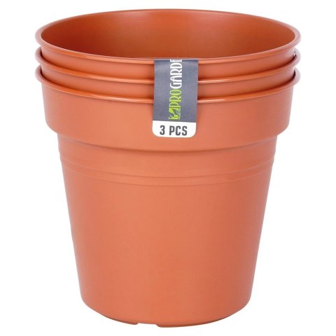 Zestaw Doniczek Okrągłych PROGARDEN 13 cm 3 szt. Ceglane Dekoracyjne