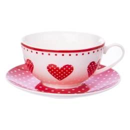 Zestaw Dzbanek z Filiżanką do Herbaty Ziół Porcelanowy Serca ORION 3 el.