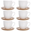 Zestaw Filiżanek z Podstawkami Porcelanowe Małe Białe 6 szt. ORION 100 ml