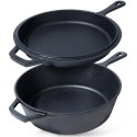 Zestaw Garnek z Patelnią Uchwytem Rączką Żeliwny Solidny Trwały VILDE 42 cm