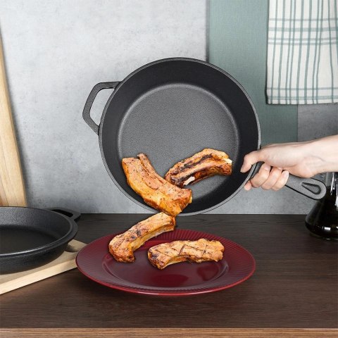 Zestaw Garnek z Patelnią Uchwytem Rączką Żeliwny Solidny Trwały VILDE 42 cm