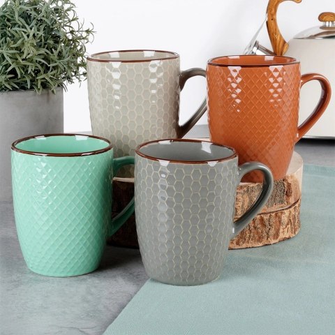 Zestaw Kubki Ceramiczne do Kawy Herbaty Dekoracyjne VILDE 400 ml 4 szt.
