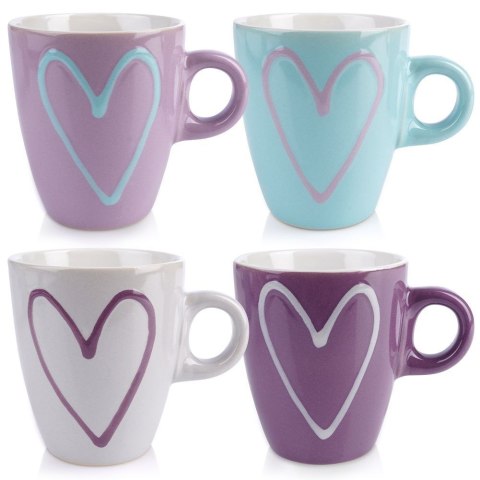 Zestaw Kubki na Kawę Herbatę Kakao Ceramiczne Serca ORION 210 ml 4 szt.