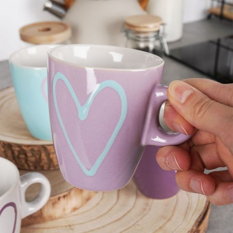 Zestaw Kubki na Kawę Herbatę Kakao Ceramiczne Serca ORION 210 ml 4 szt.