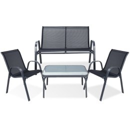 Zestaw Mebli Ogrodowych 4 el. AMBIANCE Metal Sofa Fotele Stolik