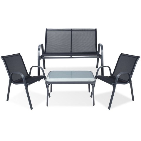 Zestaw Mebli Ogrodowych 4 el. AMBIANCE Metal Sofa Fotele Stolik