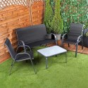 Zestaw Mebli Ogrodowych 4 el. AMBIANCE Metal Sofa Fotele Stolik