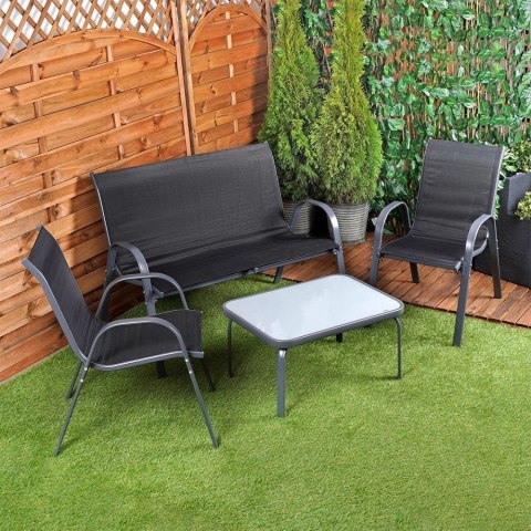 Zestaw Mebli Ogrodowych 4 el. AMBIANCE Metal Sofa Fotele Stolik