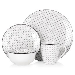 Zestaw Obiadowy Porcelana 16 elementów Talerze Kubki na 4 Osoby